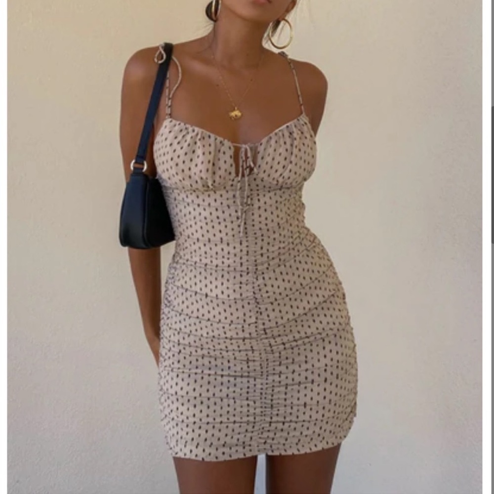 🆕 Cotton Candy LA Ruched Front and Back Mini Dress with Adjustable Straps. NWT